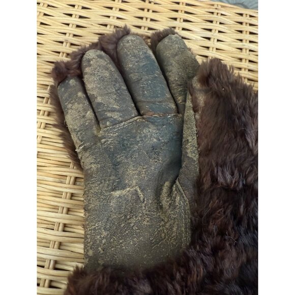 Antique 1880s Leather Beaver Fur Gauntlet Gloves Frontier Western Mountain Man - Picture 12 of 12